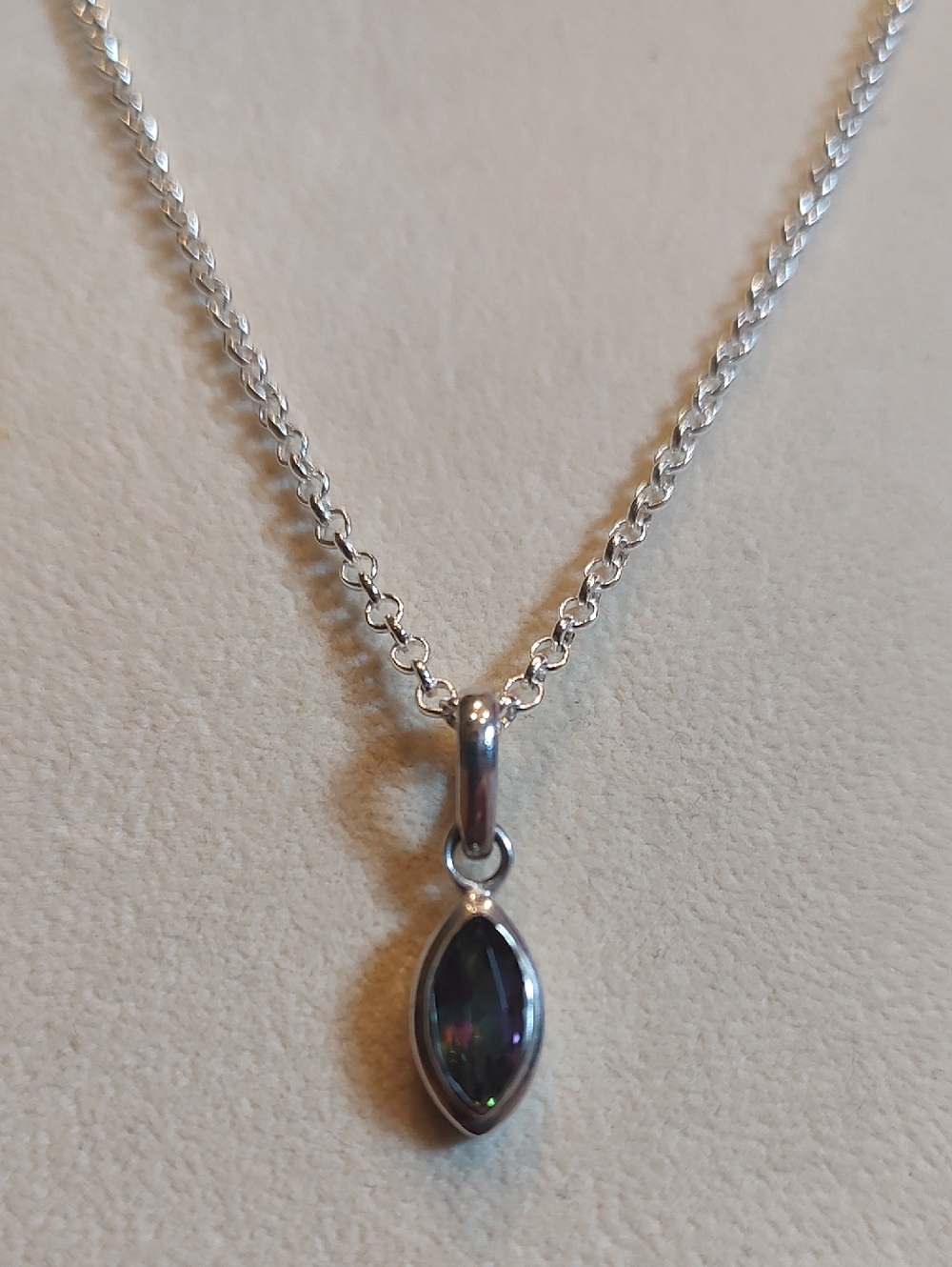 925 Sterling Silver Mystic Topaz Pendant And  Necklace Silver Chain 18"